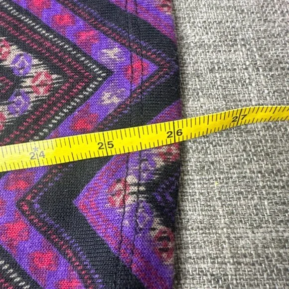 Perseption Women L Black Purple Shirt Zigzag Print Beaded Rhinestones Career - Picture 6 of 6